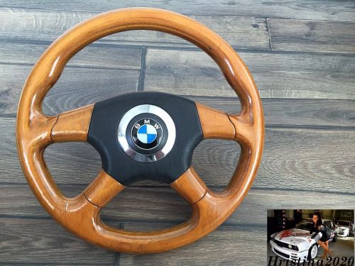 Bmw wood leather sport steering wheel 360mm e31 e32 e34 e36 m3 holzlenkrad