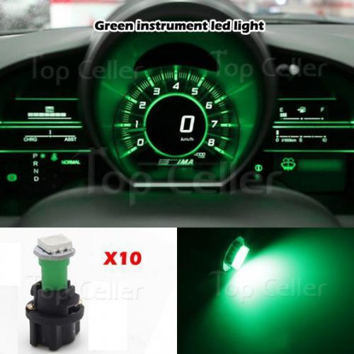 10) t5 pc74 wedge hole green 37 70 79 instrument cluster dash led light bulbs