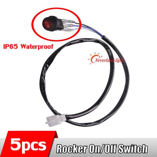 5x rocker on/off spst switch ip65 waterproof boat marine with wire lead 12v 20a