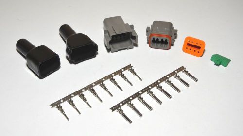 Deutsch dt 8-pin genuine connector kit 14-16awg stamp contacts, black boots