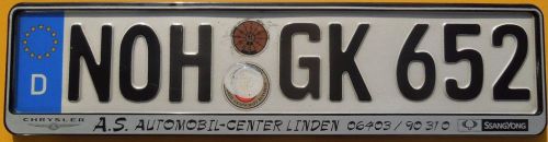German euro license plate + chrysler frame 300 300c 200 ssangyong