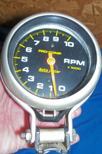 Vintage tach auto meter pro-comp 10,000 rpm tachometer street racing 3” column