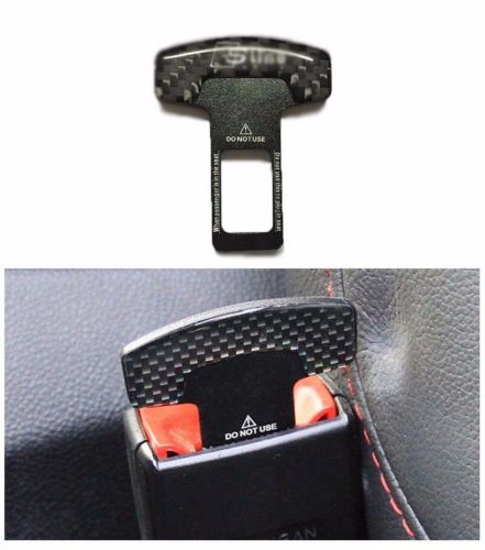 Pair audi carbon fiber car safety seat belt buckle alarm stopper clip clamp