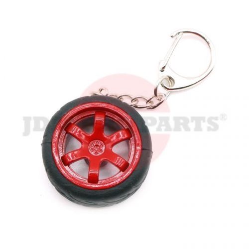 Jdm red rays volk racing te37 style wheel rim a050 tire key ring chain drifting