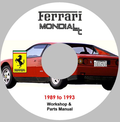Ferrari mondial t service and parts manual set for 1989 - 1993 models
