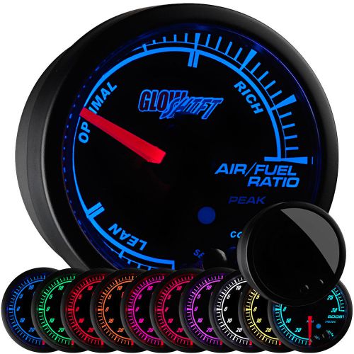 52mm glowshift elite 10 color air fuel ratio afr gauge w. stepper motor