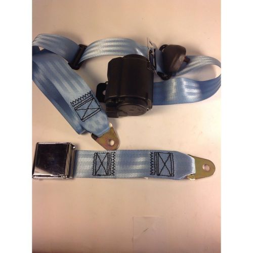 3pt sky blue retractable seat belt airplane buckle retro style no resere
