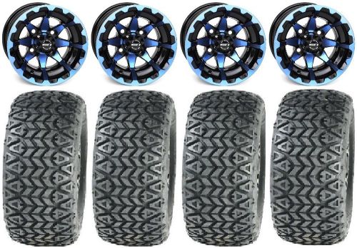 Sti hd6 blue/black golf wheels 12&#034; 23x10-12 all trail tires yamaha