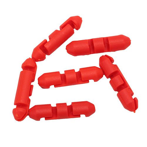 Stopper beads for braided line, red, (per 6)