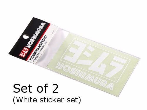 Yoshimura sticker white 85x56mm motorcycle motorbike decals set 2 new f/s