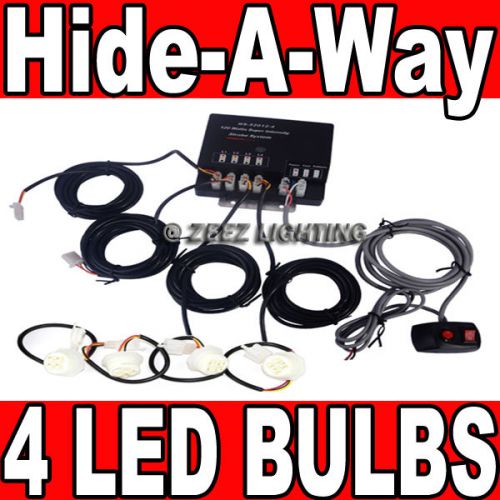120w 4 led bulb white hide-a-way emergency hazard warning flash strobe light c16