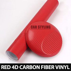 20&#034; x 60&#034; premium 4d red gloss carbon fiber vinyl wrap bubble free air release