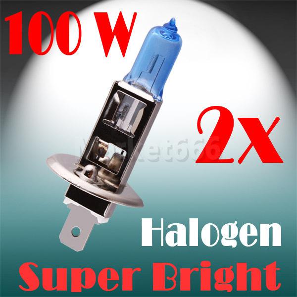 2pcs h1 super bright white fog halogen bulb hight power 100w car head light lamp