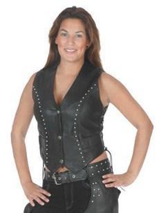 Studded ladies leather motorcycle vest  2666.00