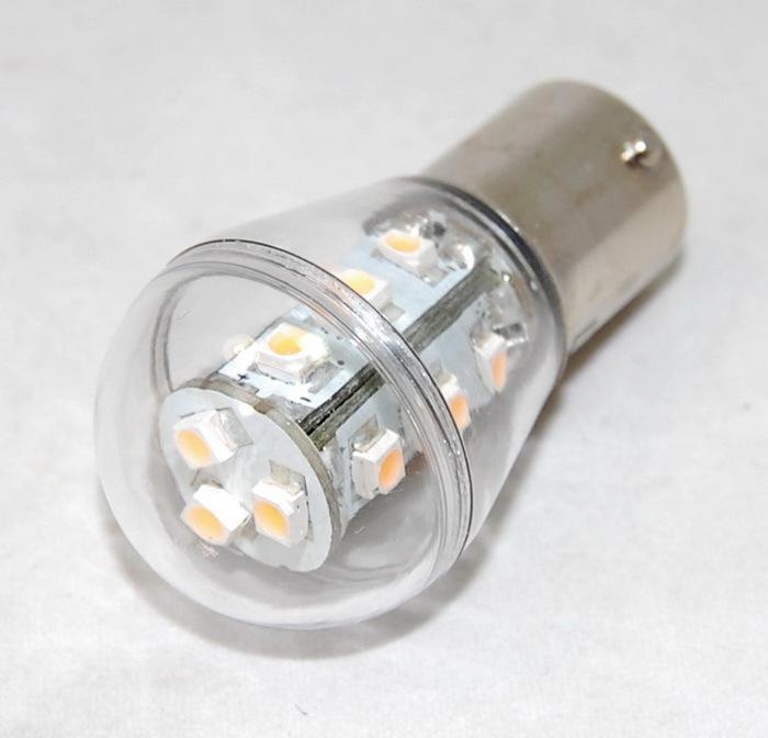 10-30 v dc ba15s single 15 leds bulb replacement for 1141, 1156 warm white