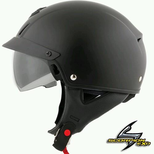 Scorpion exo c110 exo-c110 solid matte black half helmet. adult small / s
