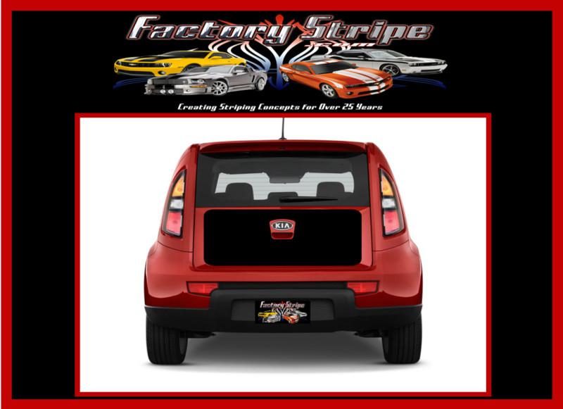 2008-2013 kia soul rear hatch black out decal with out key whole factory stripe