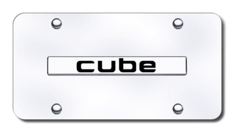 Nissan cube name chrome on chrome license plate made in usa genuine