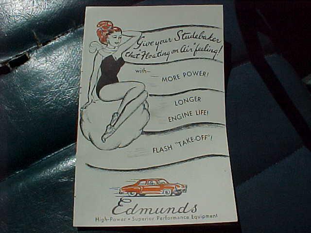 1952 edmunds hi speed performance equp studebaker pin-up girl sales brochure exc