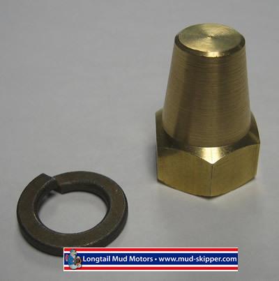 Brass prop nut for longtail mud motor shaft