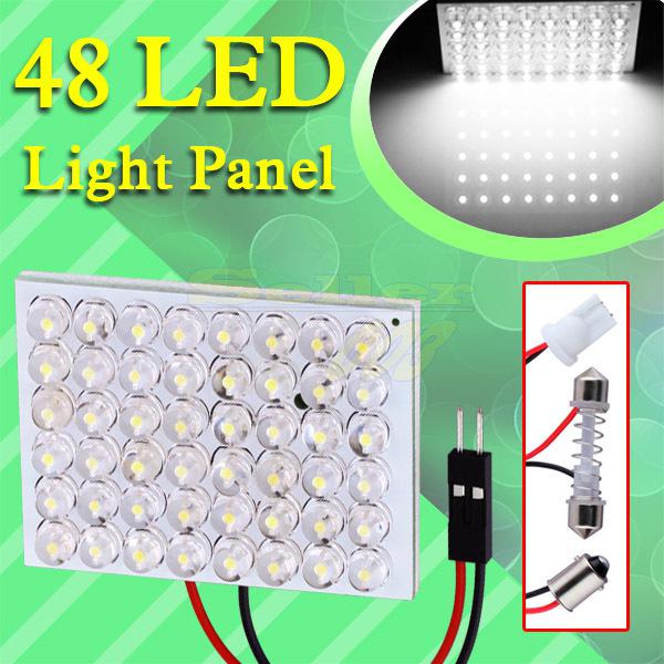 48 led pure white light panel t10 ba9s festoon dome interior bulb lamp