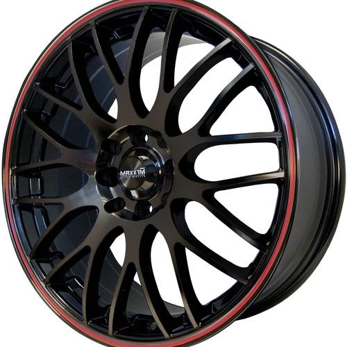 17x7 black red maxxim maze wheels 4x100 4x4.25 +40 dodge neon 4-lug