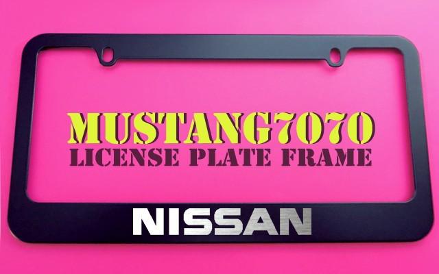 1 brand new nissan black metal license plate frame + screw caps