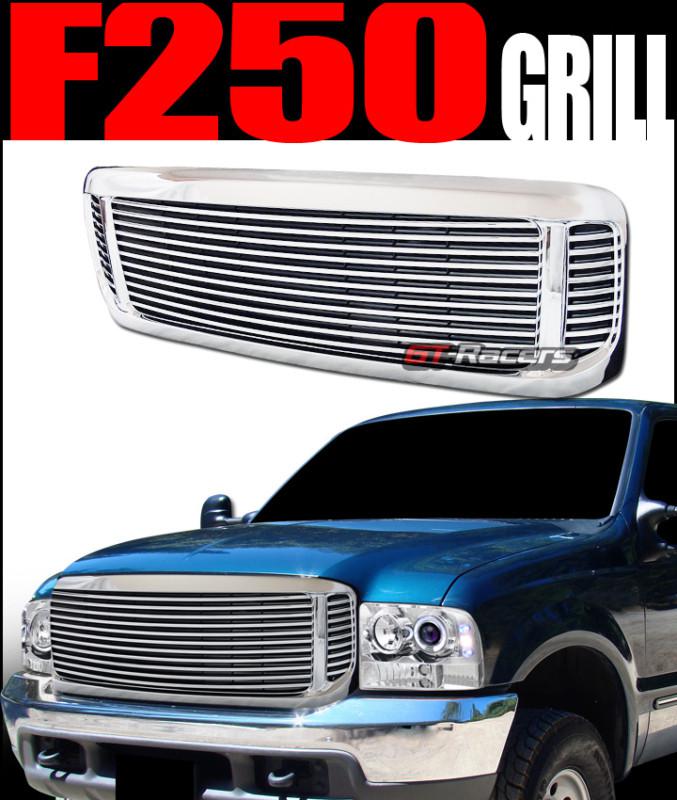 Chrome horizontal front hood bumper grill grille abs 1999-2004 ford f250 f350 sd