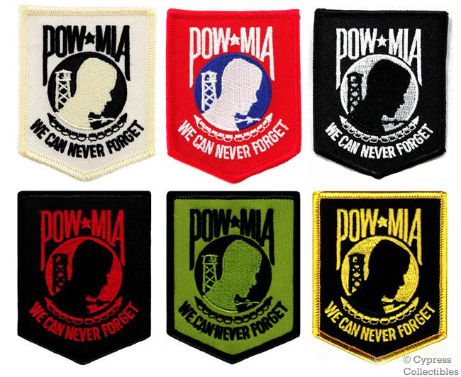 Lot of six (6) military biker patch pow/mia emblem military embroidered iron-on