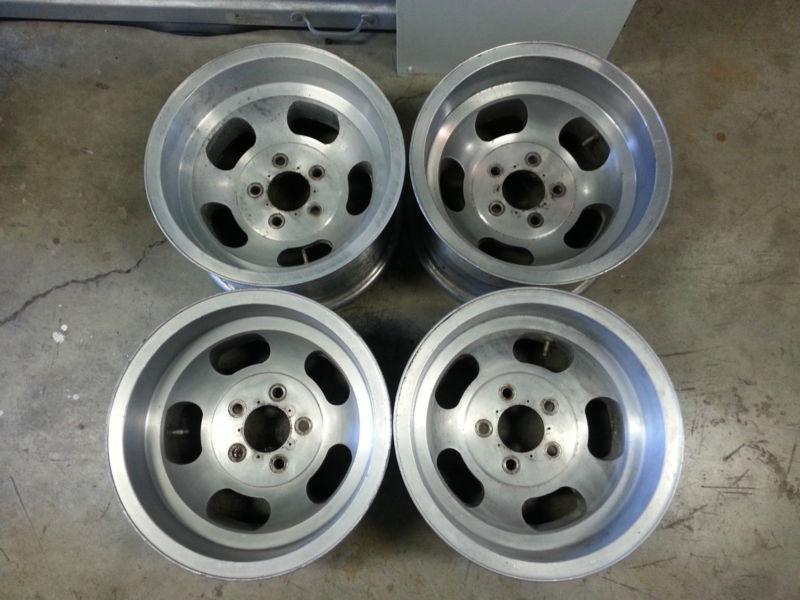 Vintage set of aluminum slot mag rims. 15x8: 5lug: chevy/ford/dodge