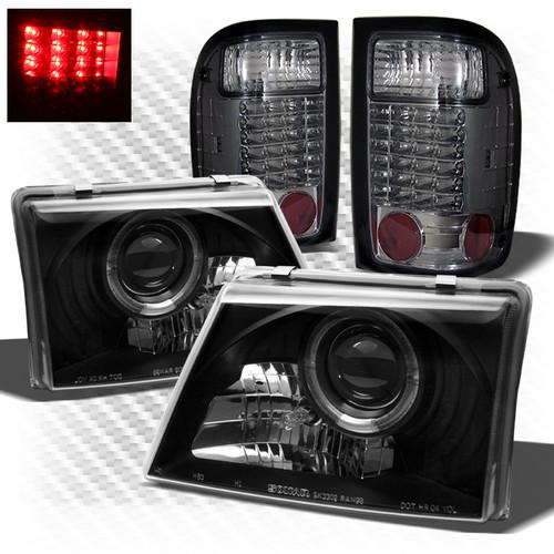 98-00 ranger black projector headlights + smoked philips-led perform tail lights
