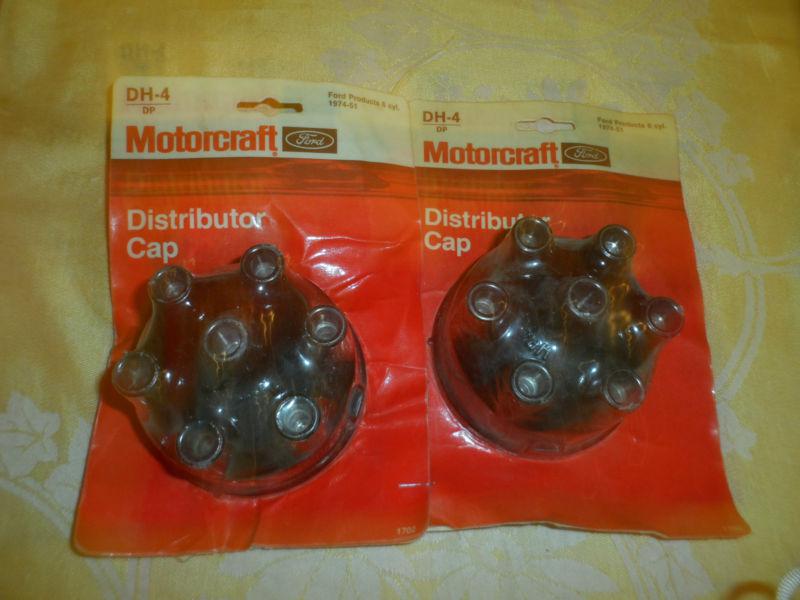  motorcraft 2 distributor caps vintage dh-4 fits ford products 6 cyl 1974/51 usa