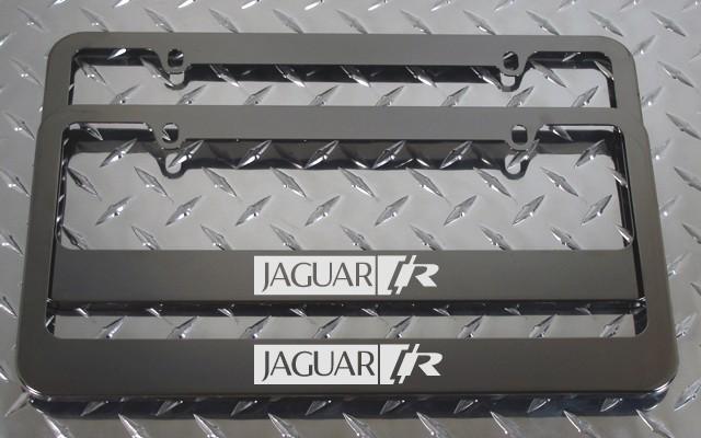 2 brand new jaguar r gunmetal license plate frame + screw caps