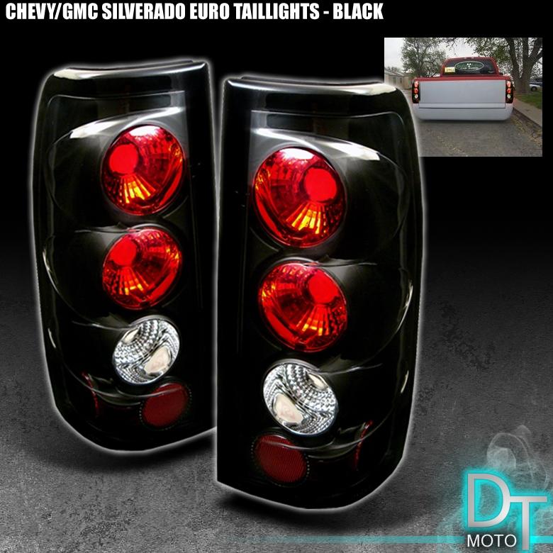 Black 99-02 silverado 99-03 sierra euro altezza tail lights lamp left+right pair
