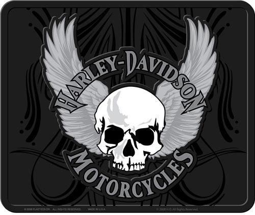 Harley-davidson winged skull single rubber backseat utility mat, car or truck