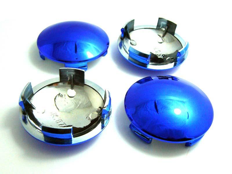 4x no logo wheel center cap hubs curved blue chrome finished 62mmx57mm #092-b