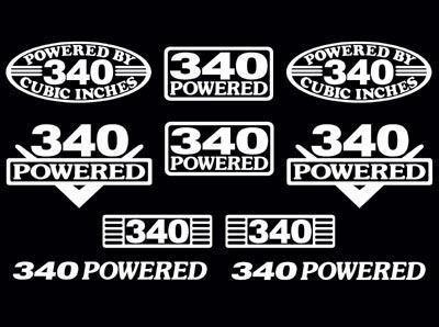 10 decal set 340 ci v8 powered engine stickers emblems vinyl decals
