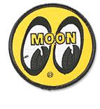 Moon vtg style logo patch yellow 3" hot rat rod drag racing jacket gasser nhra