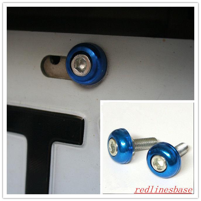 Blue 2 pieces plating license plate screws bolts