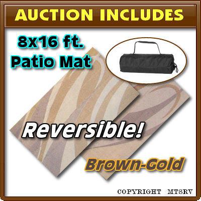 Mmi reversible patio awning mat 8x16 brown/gold - rv camper trailer -z-