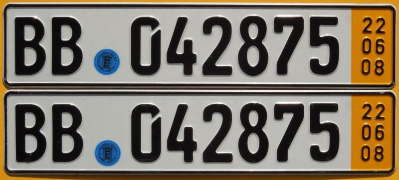German license plate pair with seals intact saab volvo mercedes volkswagen vdub