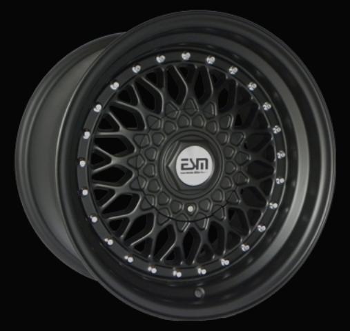 Matte black 16x8 16x9 16" rs style wheels 4x100 esm 002r opel