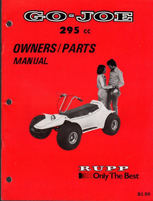 Vintage rupp go-joe 295 cc cart or snowmobile owners & parts manual nice