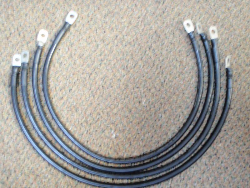 Battery cable 4 gauge 12" 1ft black set of 4 cable wire tinned marine boat wire