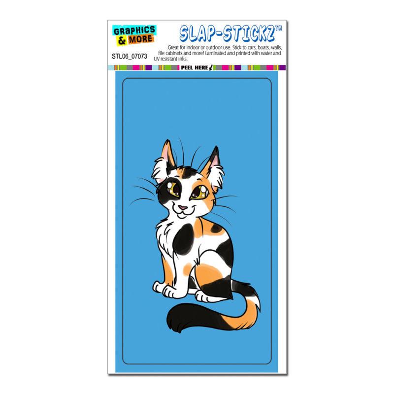 Calico cat on blue - slap-stickz™ automotive car window locker bumper sticker
