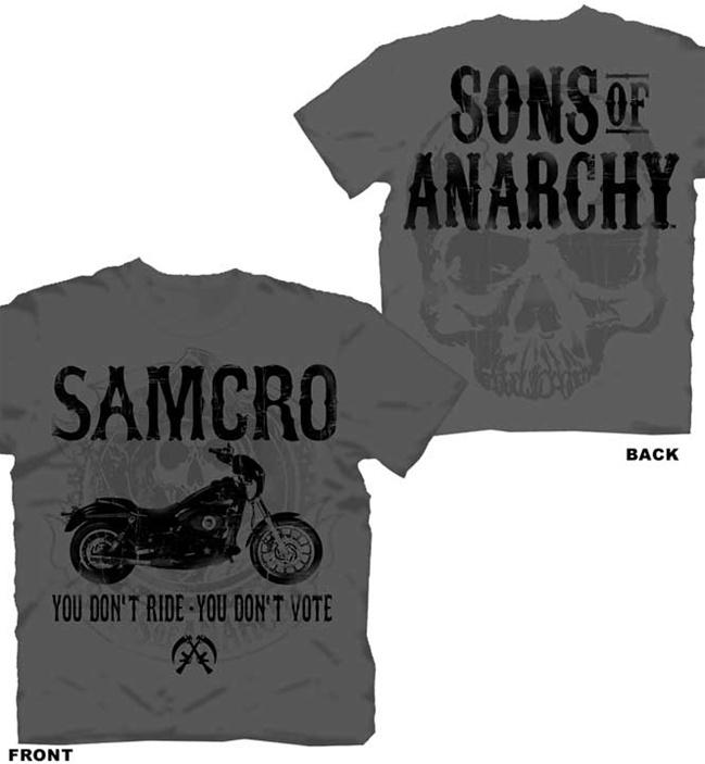 Sons of anarchy samcro soa motorcycle 2-sided t-shirt tee shirt