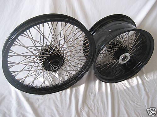 21" x 2.15" & 18" x 4.25"-60 spk wheels harley black powdercoated fxsti