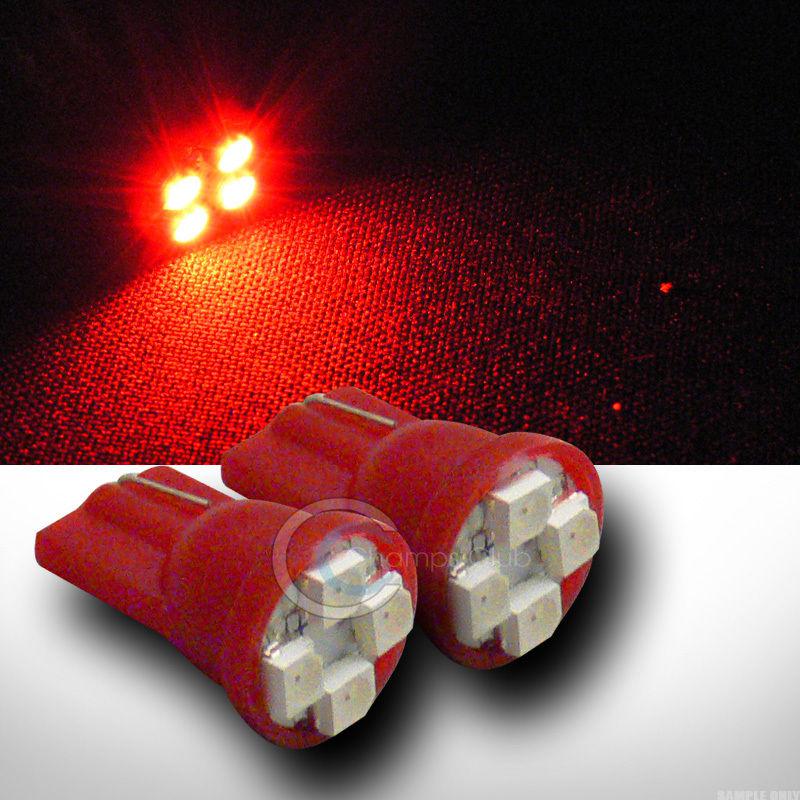 2pc super red t10 wedge base 4 3528 smd led parking/turn signal/tail light bulb