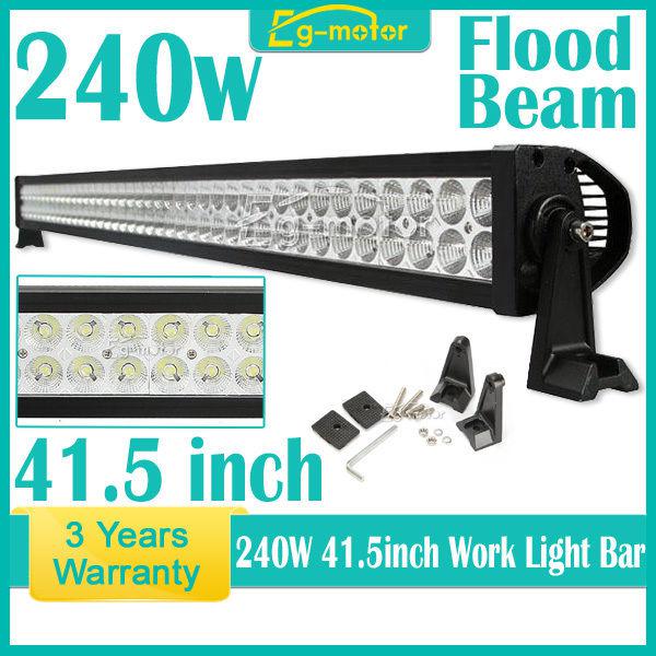 240w 42 inch flood beam 60°led alloy work light bar 4wd offroad boat mine lamp