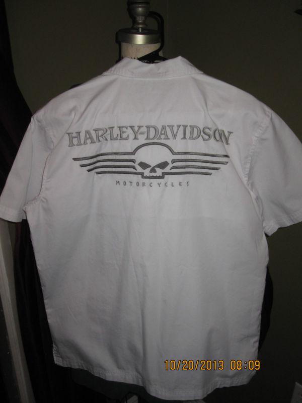 Harley-davidson men's performance skull garage shirt white 99069-12vm sz m c pic